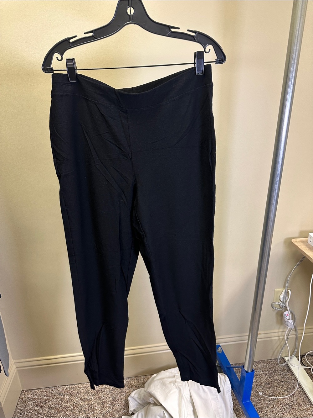 Eileen Fisher Black Straight-Leg Pull-On washable stretch crepe slim Pants